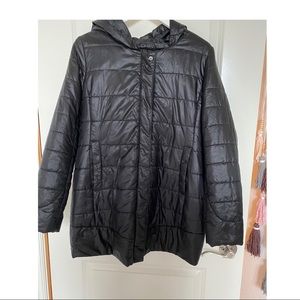 Black puffy coat with detachable hood